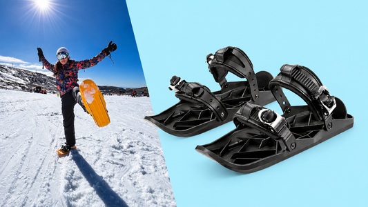 Chaussures de randonnée et mini-skis SnowSkate sur la neige