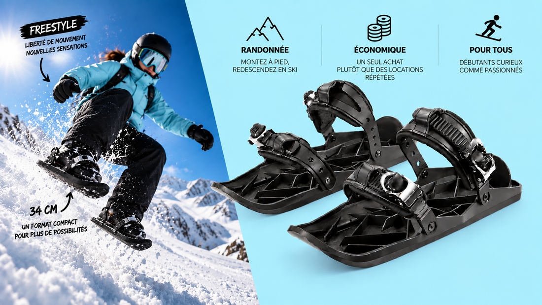 Mini-skis SnowSkate utilisés en randonnée et en montagne